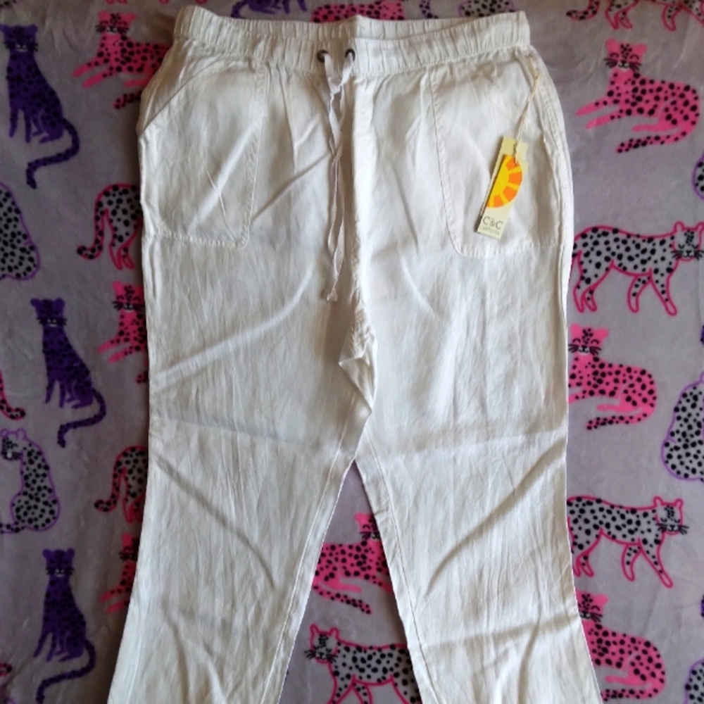 Luxurious Linen Drawstring Pants Size XL